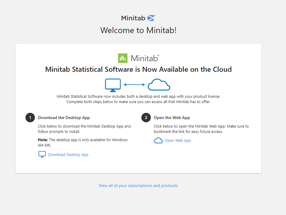 Welcome to Minitab pop-up