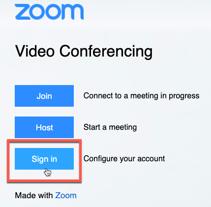 Image of highlighted Sign in button.