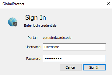 username and password